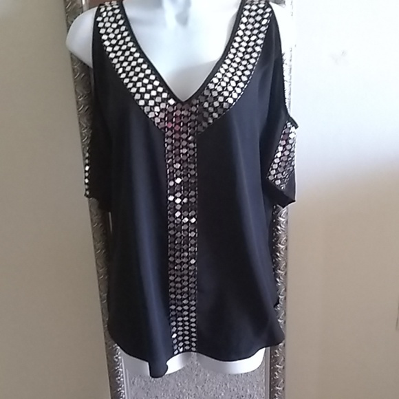 Moda International Tops - Black sequin top